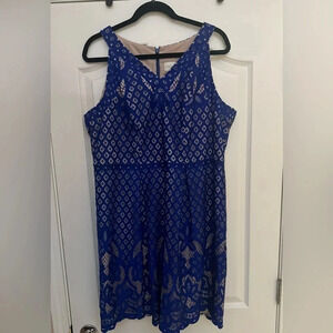 NWOT-Women’s‎ Chicos Womens Dress Blue Lace Overlay Dress. Size 3 (XL).